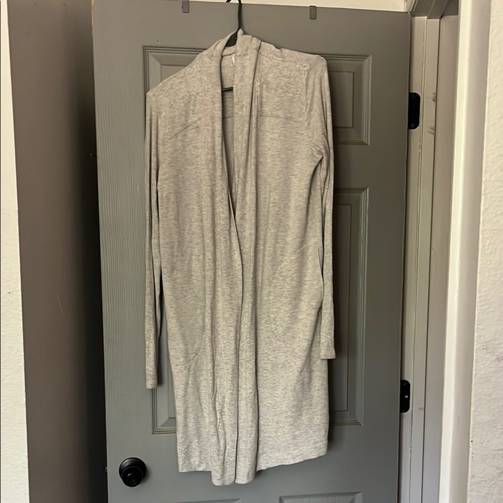 Athleta Heather Gray Ribbed Cardigan